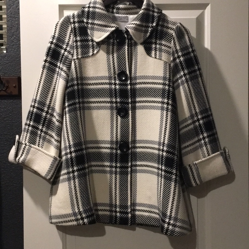 Black and White Plaid Coat